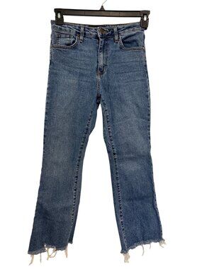 Just Black Denim Womens High-Rise Frayed Hem Blue Jeans Size 26 Made In USA